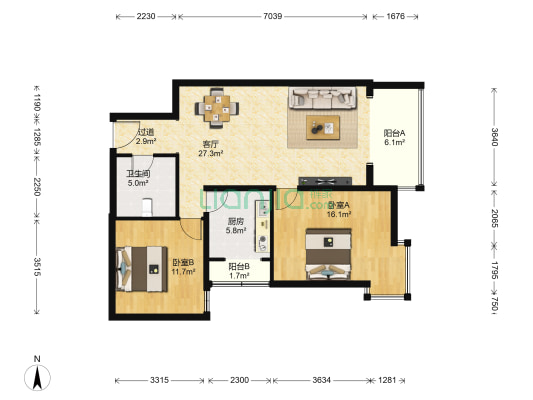 政馨园一区 2室1厅1卫 102平方