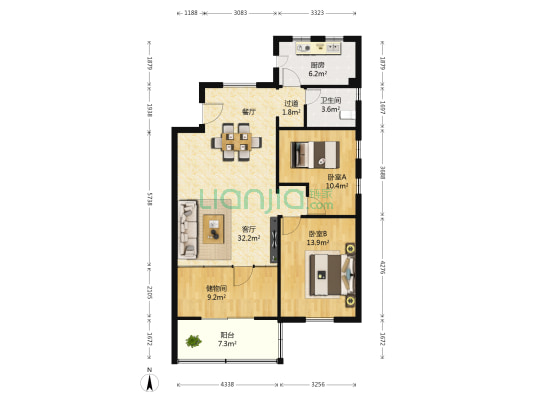 鑫泰小区 2室1厅1卫 100平方