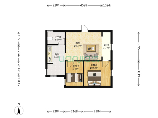 小厂住宅区 2室1厅1卫 56平方