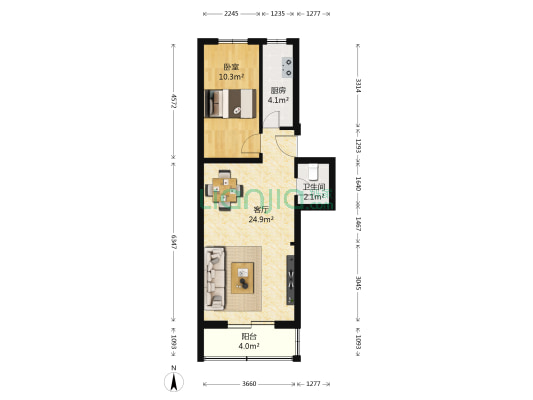 德茂小区 1室1厅1卫 55平方