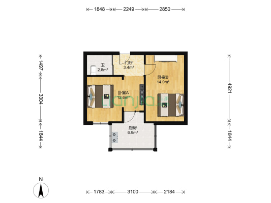 警校小区 2室0厅1卫 47平方