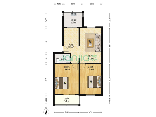 窦府巷4号楼 2室1厅1卫 78平方