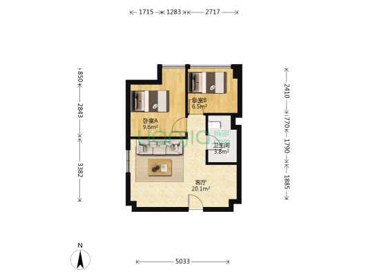 石湖金钻 2室1厅1卫 59平方