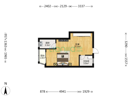 盛海大厦 1室0厅1卫 46平方