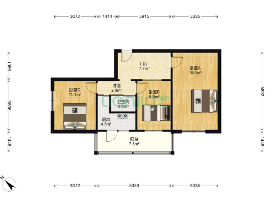 建国北头道街 3室0厅1卫 77平方
