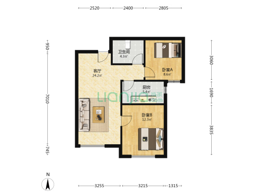 信雅苑 2室1厅1卫 81平方
