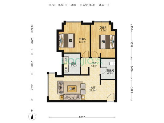 海景文苑东区 2室1厅1卫 99平方