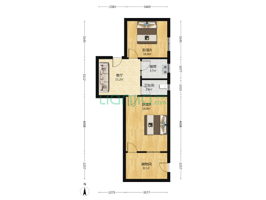 东升新村五区 2室1厅1卫 63平方