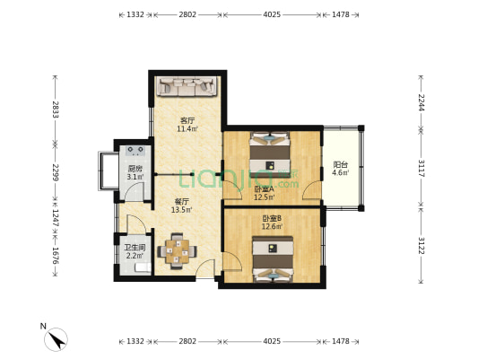 客运段家属院 2室2厅1卫 67平方