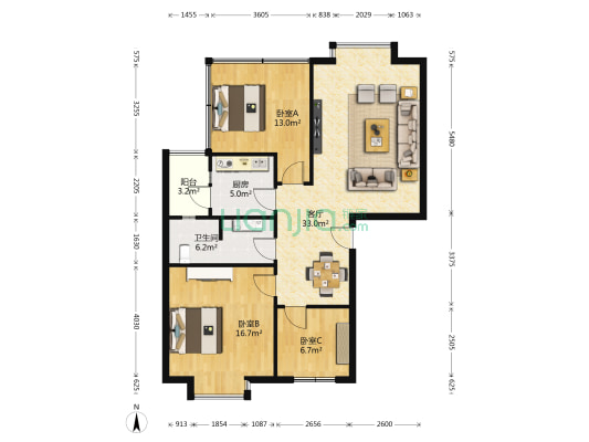 兴泰苑 3室1厅1卫 112平方