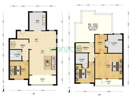 涿州高铁东站鸿坤别墅，满二，南北通透，改善居住-户型图