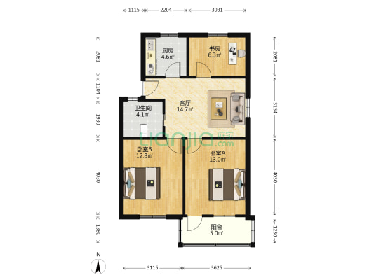 阳明西路 3室1厅1卫 74平方
