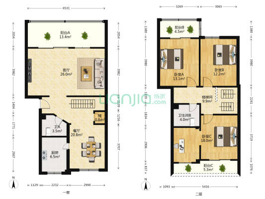 国土局老家属区 3室2厅2卫 151平方