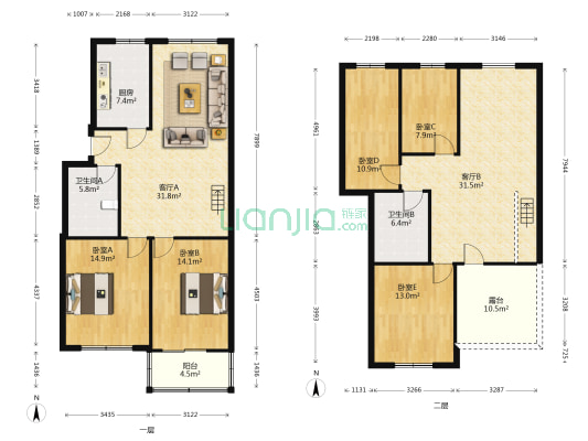 杏林雅苑 5室2厅2卫 155平方