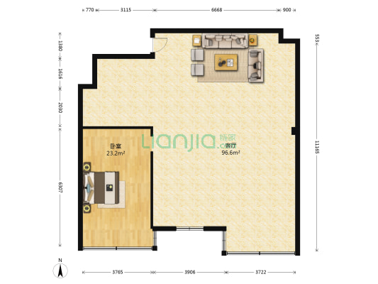 汉昌路2号 1室1厅0卫 136平方
