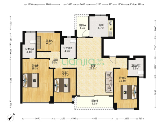 金辉岭南云著 4室1厅3卫 142平方