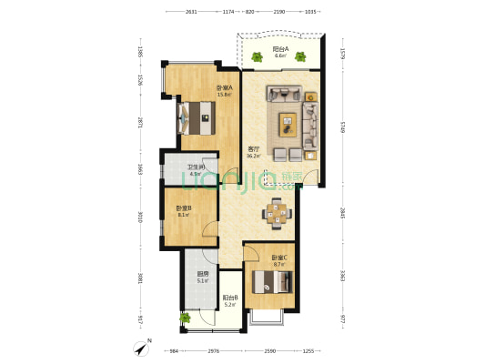 荔景园(从化区) 3室1厅1卫 107平方