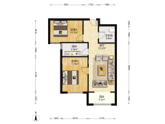 K2狮子城北区 2室1厅 南-涿州K2狮子城北区户型图