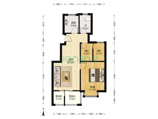 应嘉丽园 1室1厅1卫 71平方