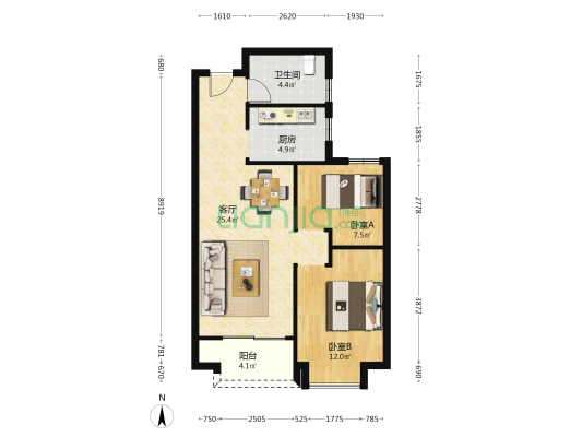 森悦锦园 2室1厅1卫 76平方