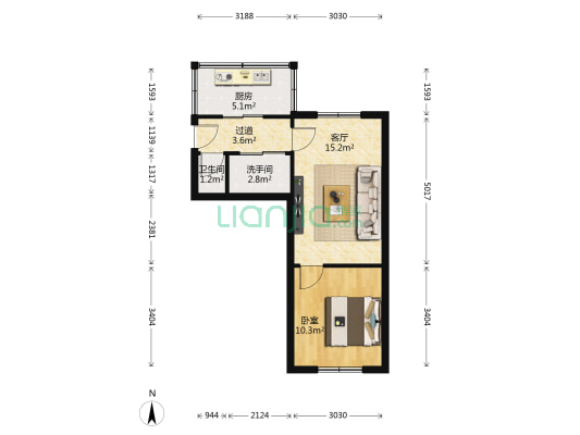 西固建行联运家属楼 1室1厅2卫 42平方