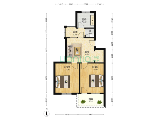 南昌阀门廠宿舍三区 2室1厅1卫 64平方