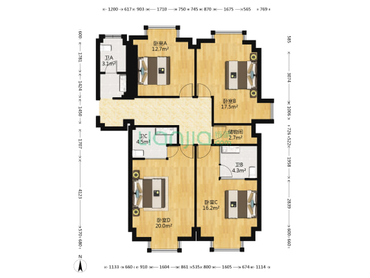 人民商夏 4室0厅4卫 146平方