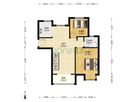 翠锦苑 2室1厅1卫 84平方