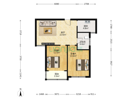 寺头家园二期 2室1厅1卫 84平方