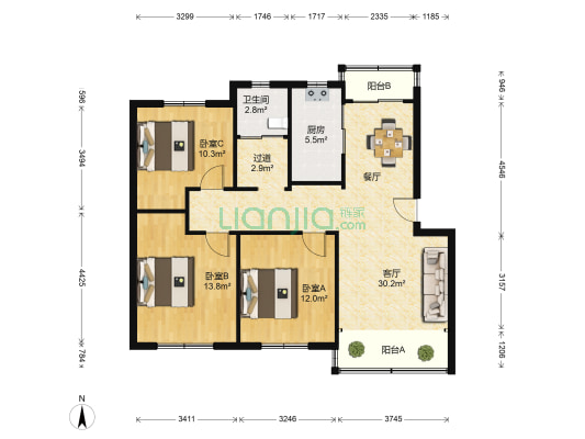 锦博苑 3室1厅1卫 101平方