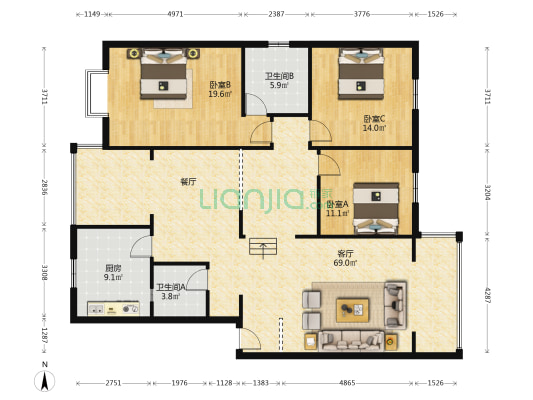 安仁东街38号 3室1厅2卫 149平方