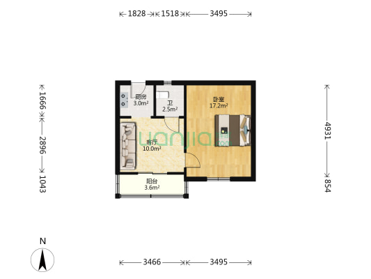 十梓街11号 1室1厅1卫 41平方