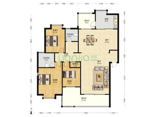 滇池星城星林湾 3室2厅2卫 157平方