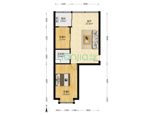 锦汇嘉园 2室1厅1卫 70平方