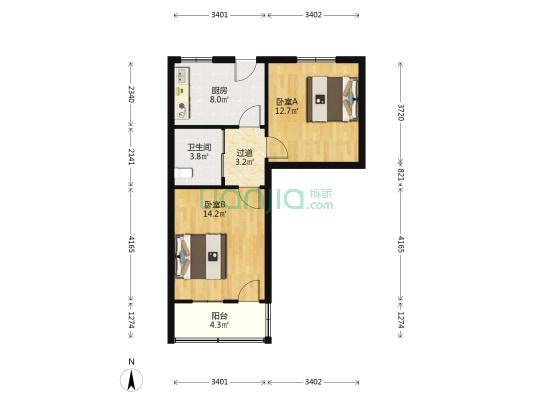 人民中路33号 2室0厅1卫 58平方