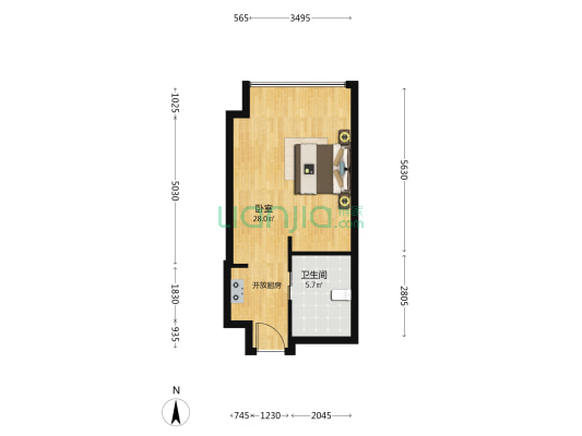 金奥诺阁雅公寓 1室0厅1卫 58平方