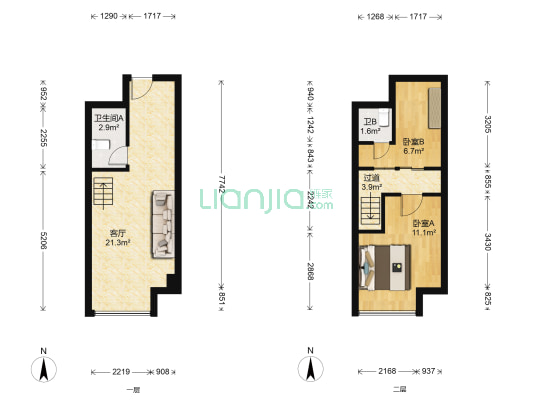 华润万象城 2室1厅2卫 38平方