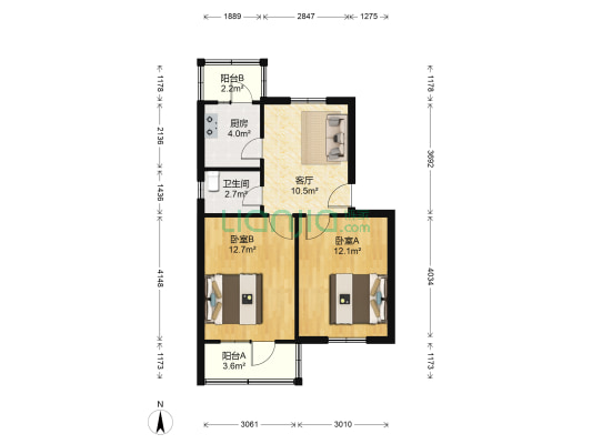 建北里 2室1厅1卫 64平方