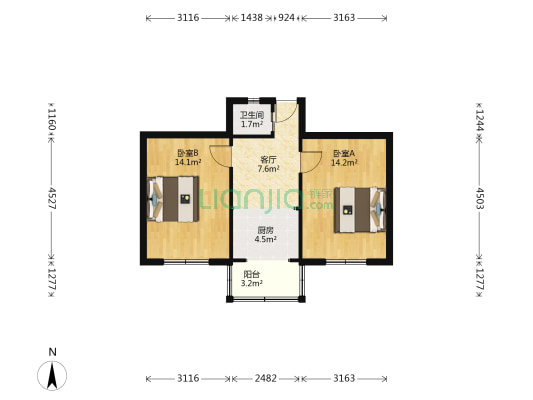 桃园里 2室1厅1卫 59平方