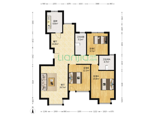 阳光揽胜 3室2厅2卫 196平方