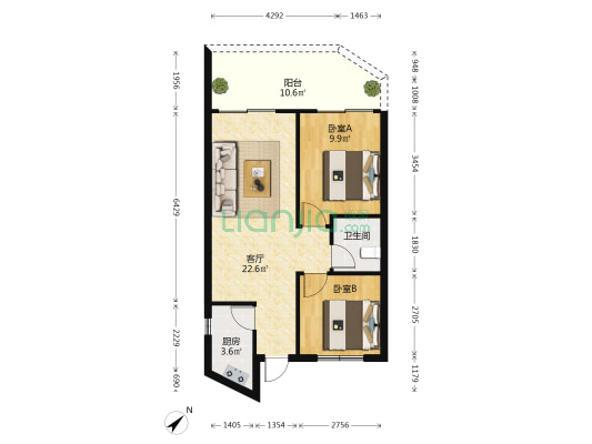鑫苑·崖州湾壹号 2室1厅1卫 69平方