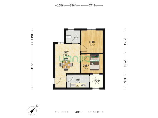 物华西苑 2室1厅1卫 48平方