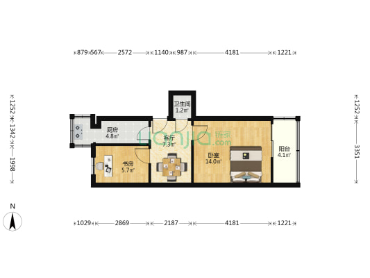 解放里小区 2室1厅1卫 46平方