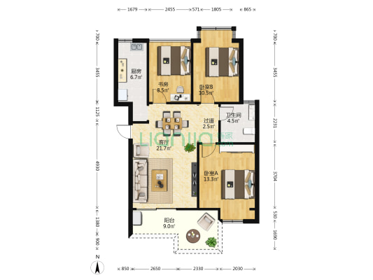 维景苑 3室1厅1卫 86平方