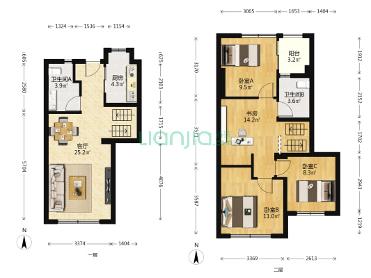 保利和光屿海 4室1厅2卫 89平方