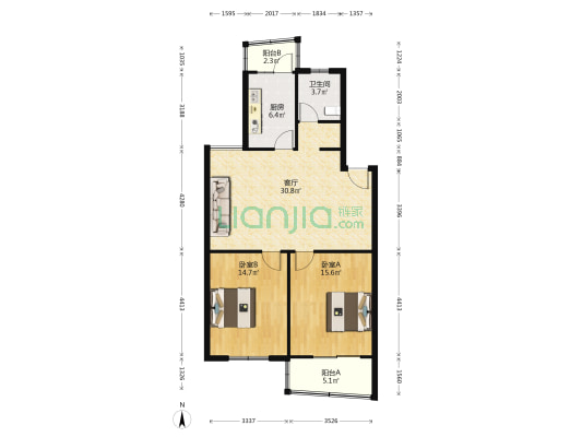 金宝公寓 2室1厅1卫 96平方