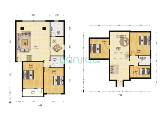 梅新街 5室2厅2卫 126平方