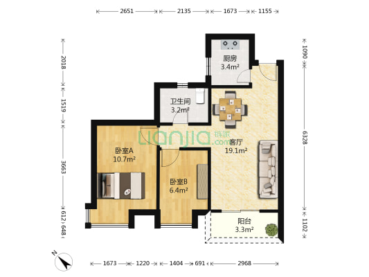 金怡华庭 2室1厅1卫 63平方