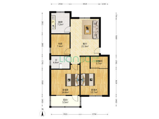 东吴里 3室1厅1卫 80平方
