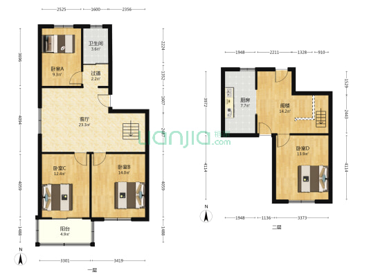 青春恢复楼 4室1厅1卫 126平方